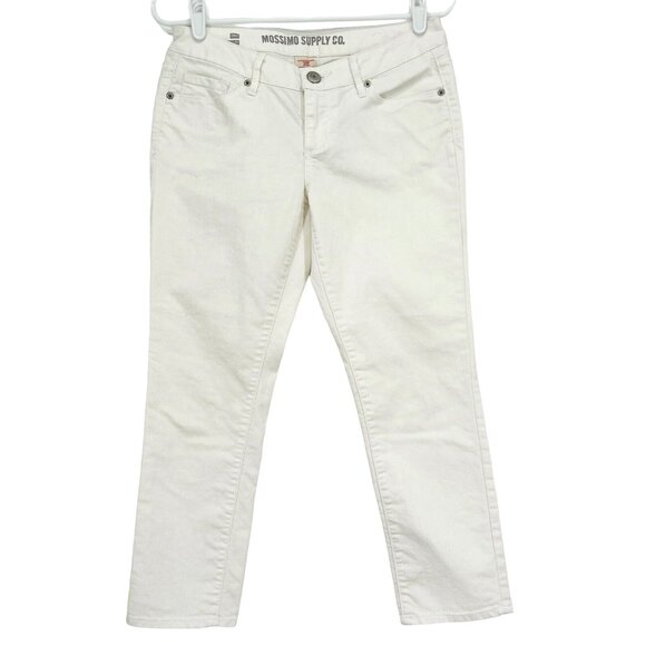 Mossimo Women's Dirty White Stretch Mid Rise Cropped Jeans Size 7 Straight Leg - Picture 1 of 11